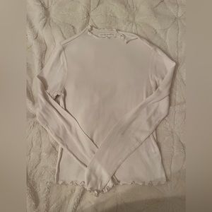 white ruffle neck long sleeve